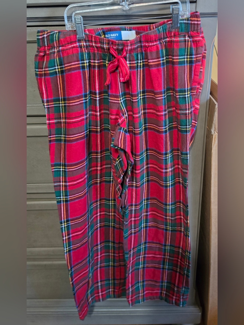 Old Navy Red Plaid Maternity Pajama Pants - Picture 2 of 4